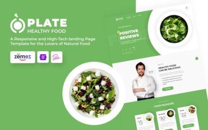 Plate - Template HTML Halaman Arahan Pengiriman Makanan Sehat