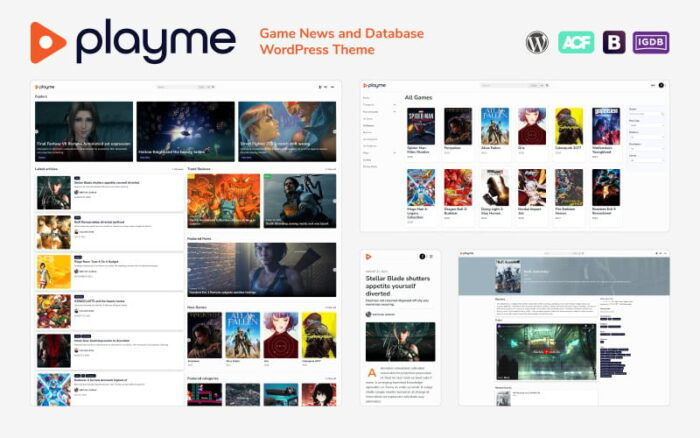 PLAYME - Tema WordPress Berita Game dan Basis Data