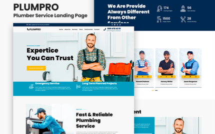 Plumpro - Plumber Service Landing Page Theme WordPress