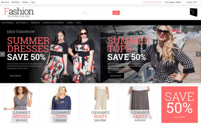 Plus Size Women Clothing Magento Theme