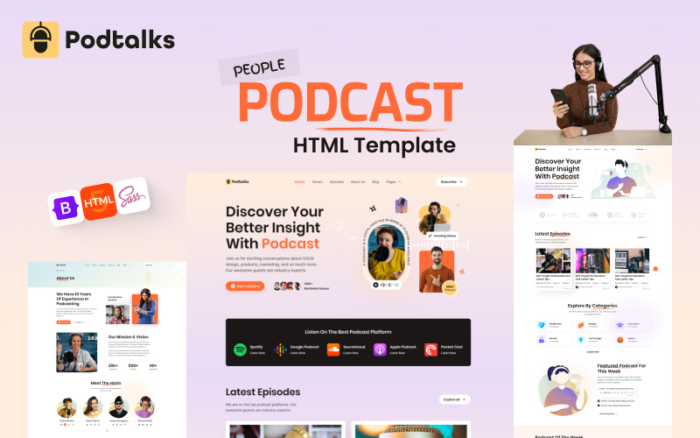 Podtalks - Template Situs Web HTML Podcast Premium