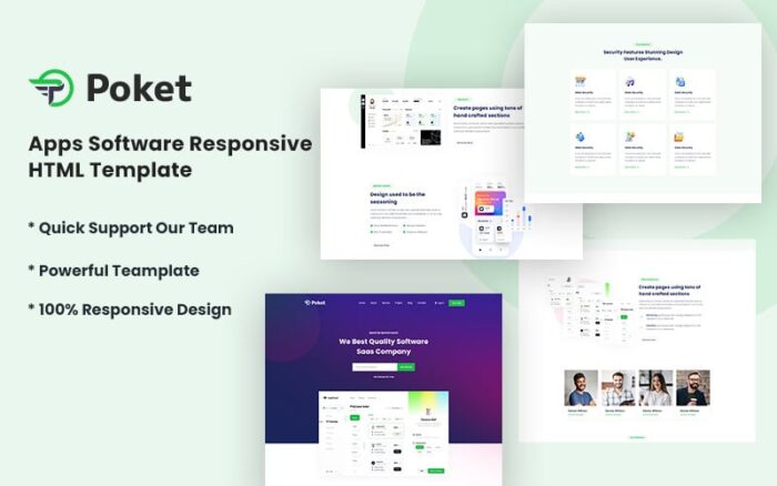 Poket – Template Situs Web Responsif Aplikasi Perangkat Lunak