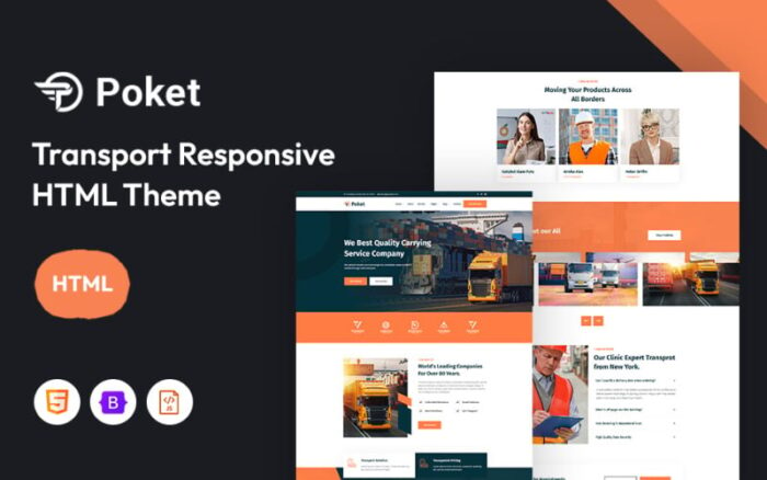 Poket – Template Situs Web Responsif Transportasi dan Logistik