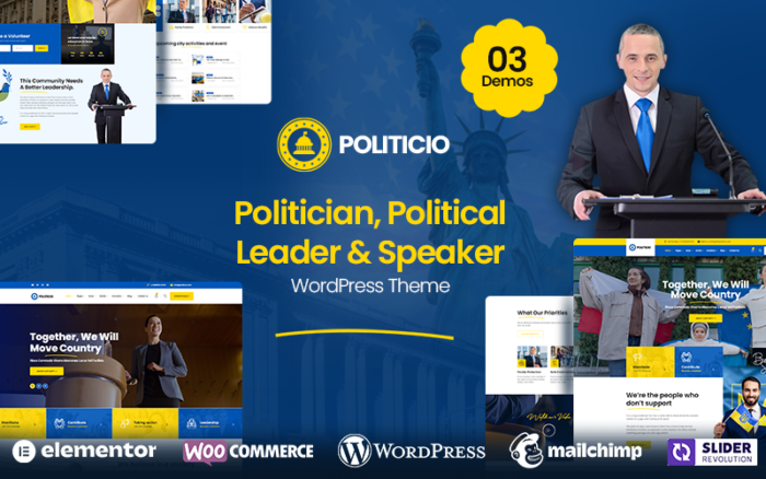 Politicio - Tema WordPress Politisi & Pembicara