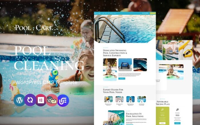 Poolcare - Layanan Pembersihan dan Perawatan Kolam Renang Modern Tema WordPress Elementor