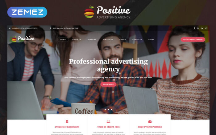 Positif - Template Situs Web HTML5 Multihalaman Agensi Periklanan