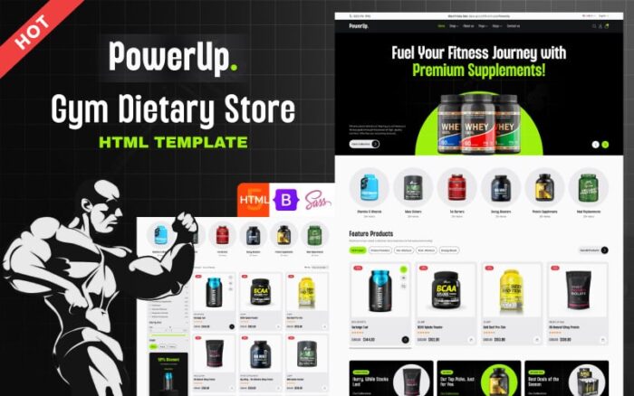 Power Up - Template HTML Produk Suplemen Diet Kesehatan & Kebugaran