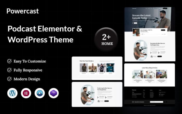 Powercast – Tema WordPress Podcast Elementor