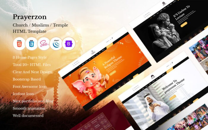 Prayerzon - Church / Muslims / Temple  HTML Template