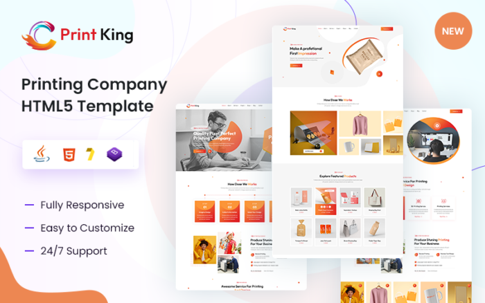 Template HTML5 Perusahaan Percetakan & Layanan Desain Print-King