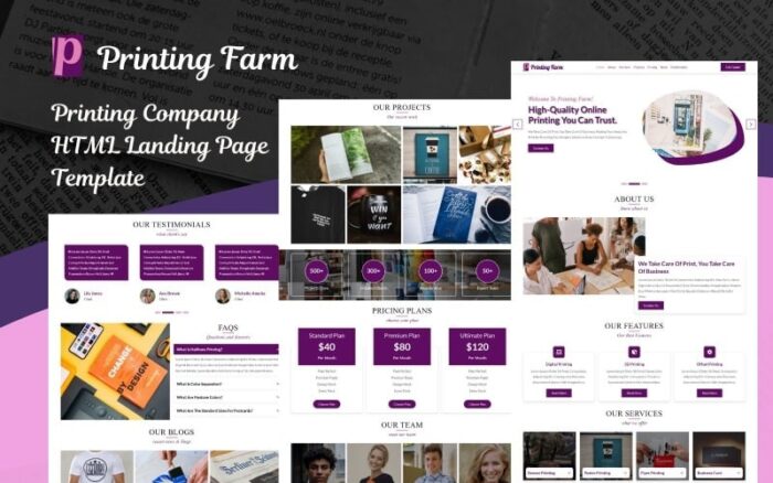 Printing Farm - Template Halaman Arahan HTML5 Perusahaan Percetakan