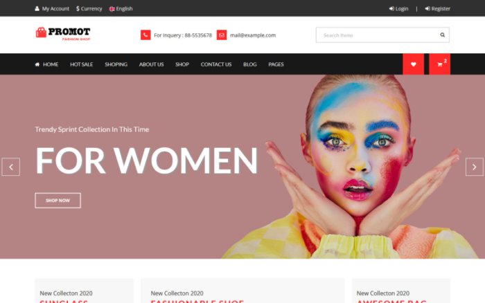 Template Situs Web Bootstrap Toko Mode Promot