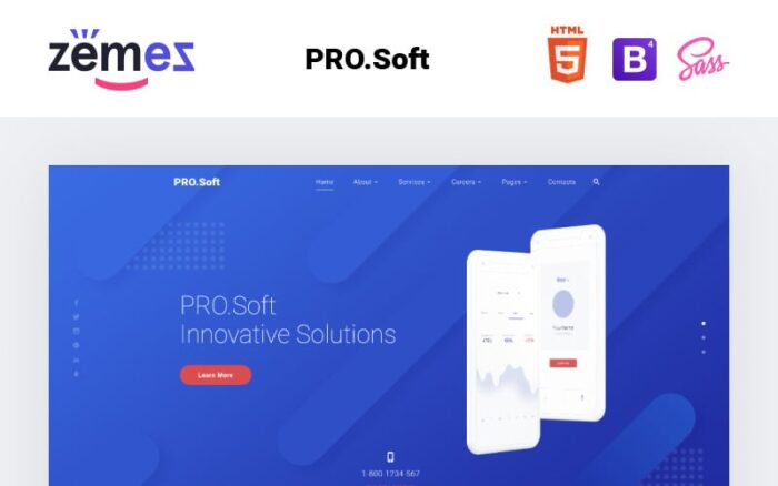 PRO.Soft - Template Situs Web HTML5 Multihalaman untuk Perusahaan Pengembangan Perangkat Lunak