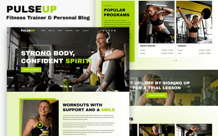 Pulseup - Template HTML5 Pelatih Kebugaran & Blog Pribadi