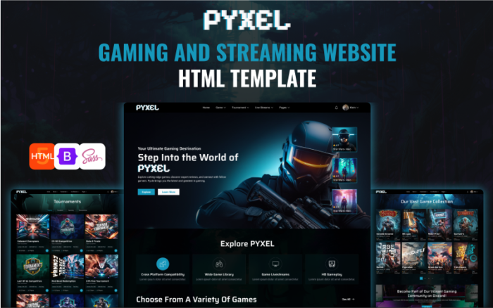 PYXEL - Template Situs Web HTML5 Game Online & eSports