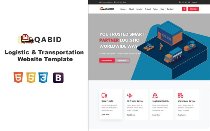 Qabid - Template Halaman Arahan Logistik & Transportasi