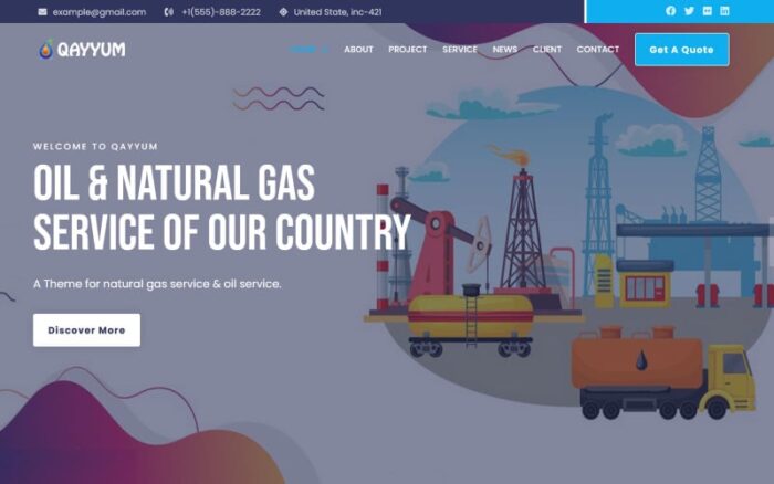 Qayyum - Tema Halaman Arahan HTML5 Bootstrap Layanan Minyak & Gas