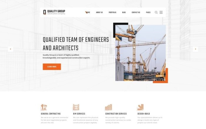 Quality Group - Template Situs Web HTML5 Multihalaman Bersih untuk Perusahaan Konstruksi