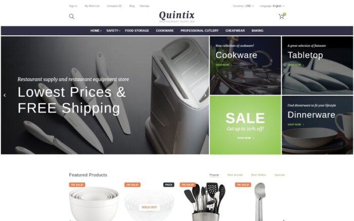 Quintix - Tema PrestaShop Perlengkapan Restoran