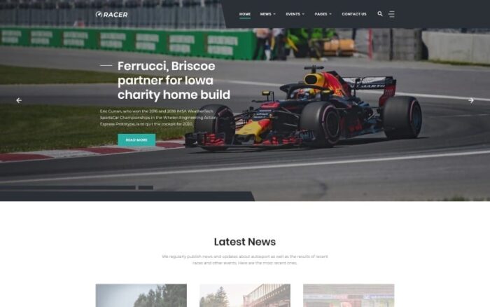 Templat Situs Web Berita Olahraga Mobil Racer