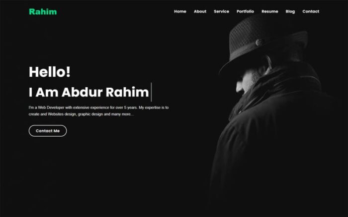 Templat Halaman Arahan HTML5 Portofolio Pribadi Rahim