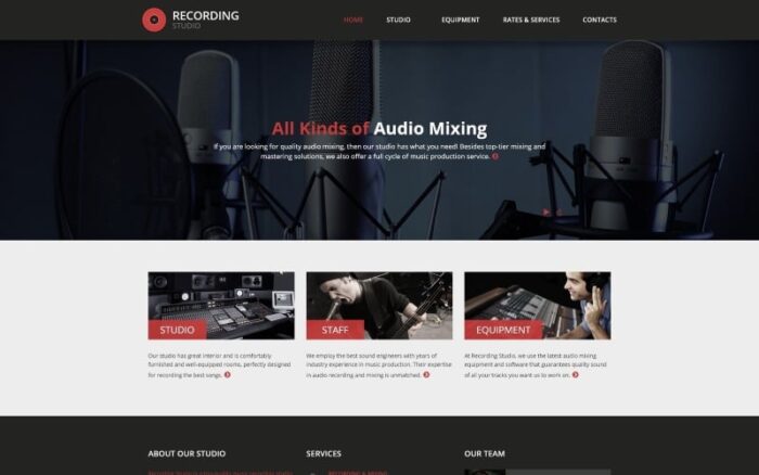 Studio Rekaman - Template Situs Web HTML Responsif Minimal Musik