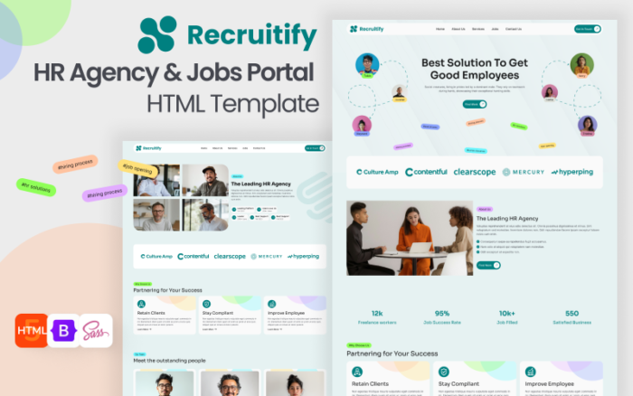 Recruitify - Portal Karier dan Template HTML Pencari Kerja