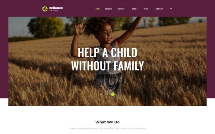 Reliance - Template Situs Web HTML Modern Multihalaman untuk Amal Anak-anak