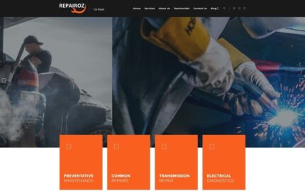 Repairoz - Template Halaman Arahan WordPress Elementor Perbaikan Mobil