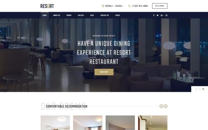 Template Situs Web HTML Bootstrap Modern Resor - Hotel Multihalaman