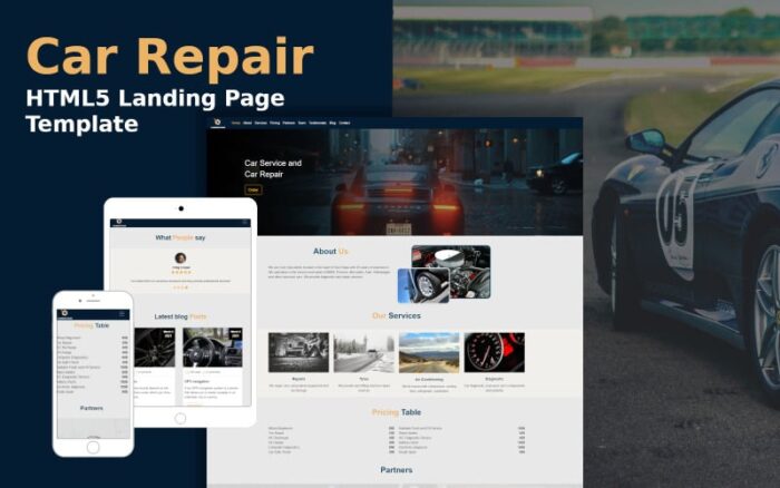 Template Halaman Arahan Perbaikan Mobil Responsif