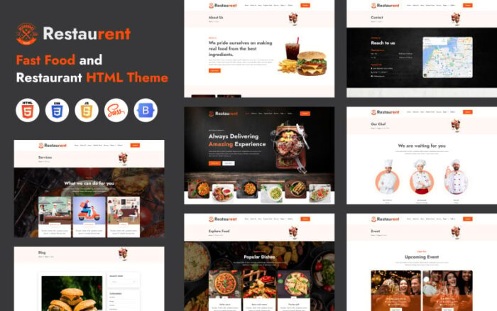 Restoran - Restaura untuk Restoran, Makanan & Kafe Template HTML