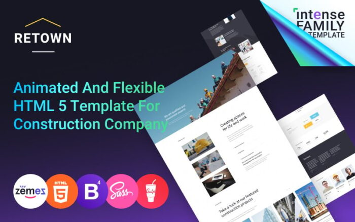 ReTown - Template Situs Web Responsif Perusahaan Konstruksi