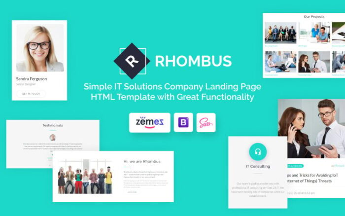 Rhombus - Template Halaman Arahan Perusahaan IT