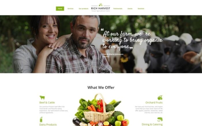 Rich Harvest - Farming HTML5 with Built-In Novi Builder Landing Page Template