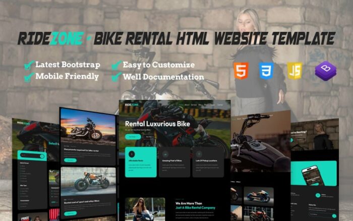 RideZone - Template situs web html responsif penyewaan sepeda