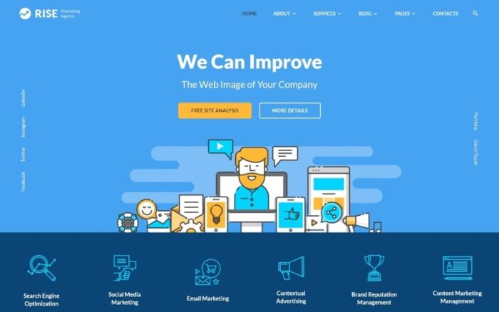 Rise - Template Situs Web Multihalaman Agensi Pemasaran