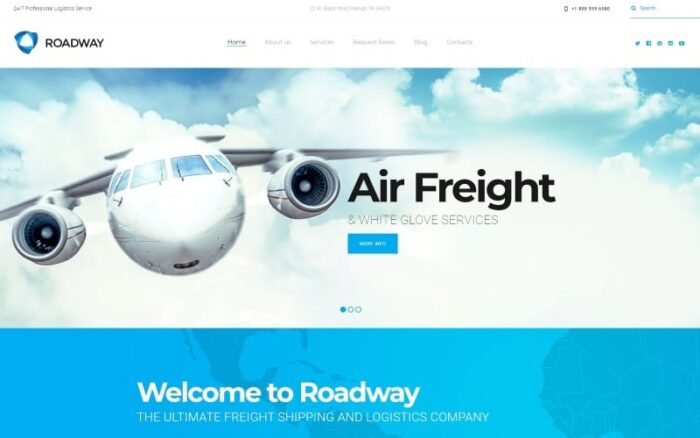 Tema WordPress Roadway - Layanan Logistik & Transportasi