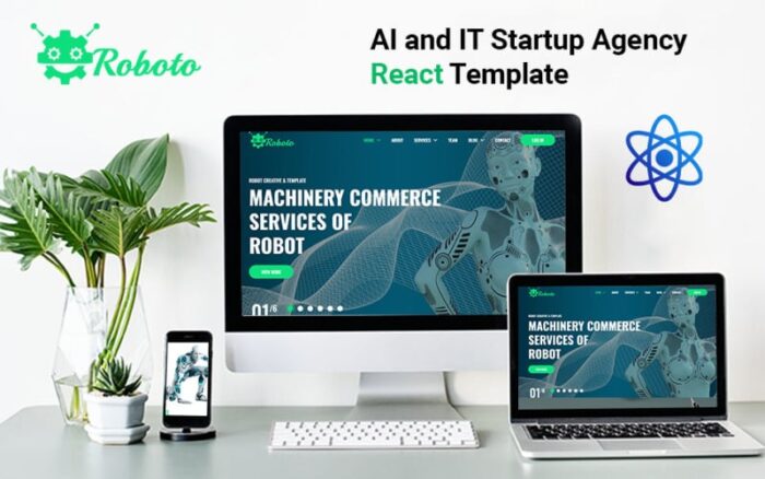 Roboto - Template Situs Web React untuk Agensi Startup AI dan TI