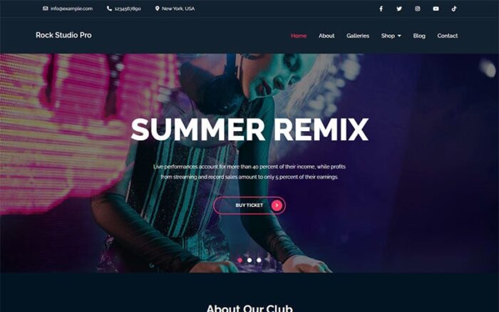 Rock Studio Pro - Tema WordPress Musik Unik dan Modern