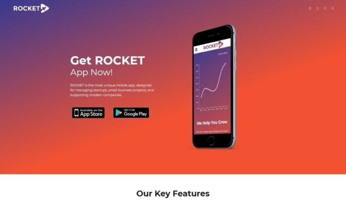 Rocket - Tema WordPress Halaman Arahan Aplikasi Seluler