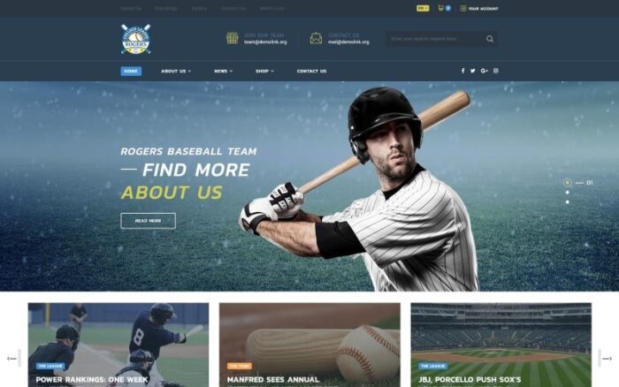 Rogers - Template Situs Web HTML5 Multihalaman Tim Bisbol