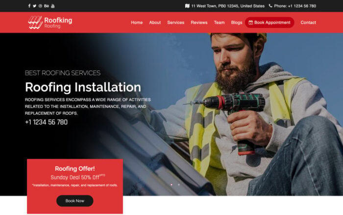 Roofking | Template Situs Web Responsif Serbaguna Perusahaan Atap