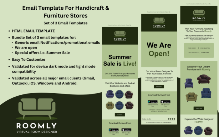 Template Email HTML Roomly – Sempurna untuk Bisnis Kerajinan Tangan dan Toko Mebel