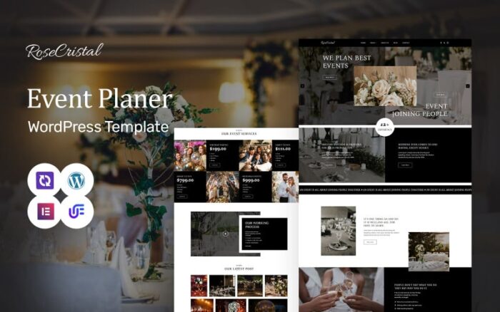 RoseCristal - Event Planner And Wedding Planner WordPress Elementor Theme