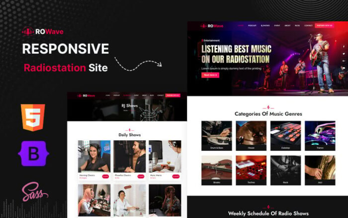 RoWave - Templat Situs Web HTML5 Podcast Stasiun Radio Radio Jockey