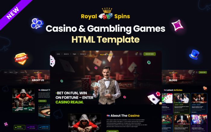 Royal Spins - Online Casino & Gambling HTML Template