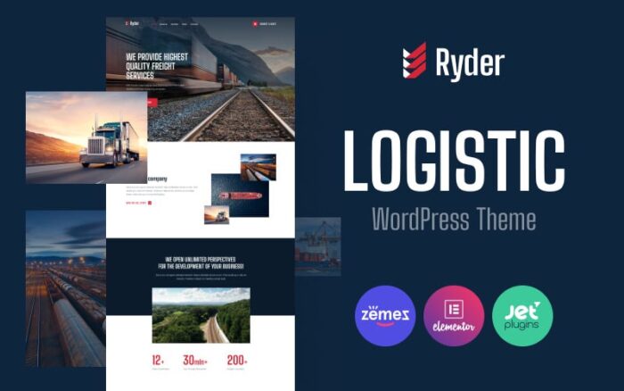 Ryder - Desain Situs Web Logistik untuk Perusahaan Pindahan Tema WordPress