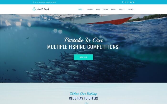 Sail Fish - Tema WordPress Responsif Klub Memancing