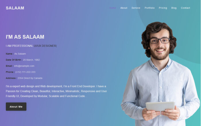 Salaam - Template Halaman Arahan Portofolio Pribadi yang Responsif